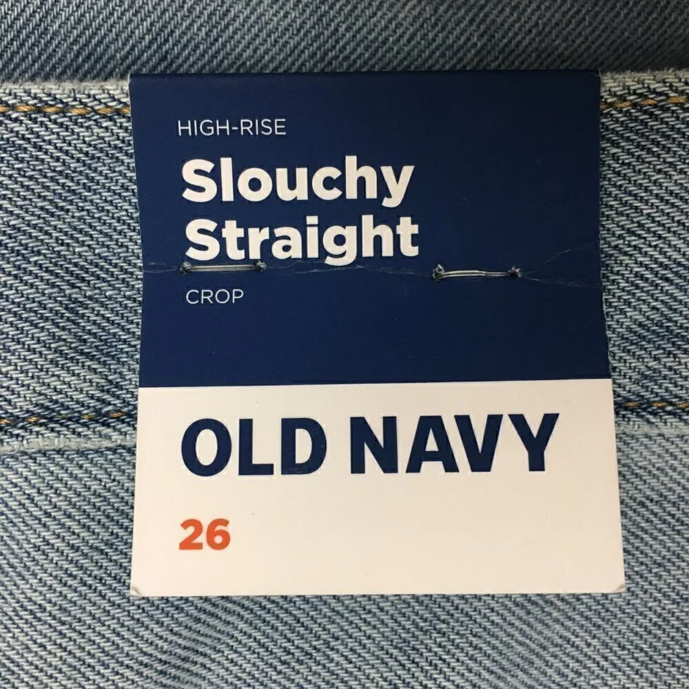 NEW Old Navy Women's Jeans Slouchy Straight Leg Crop Distressed Light Wash 26
